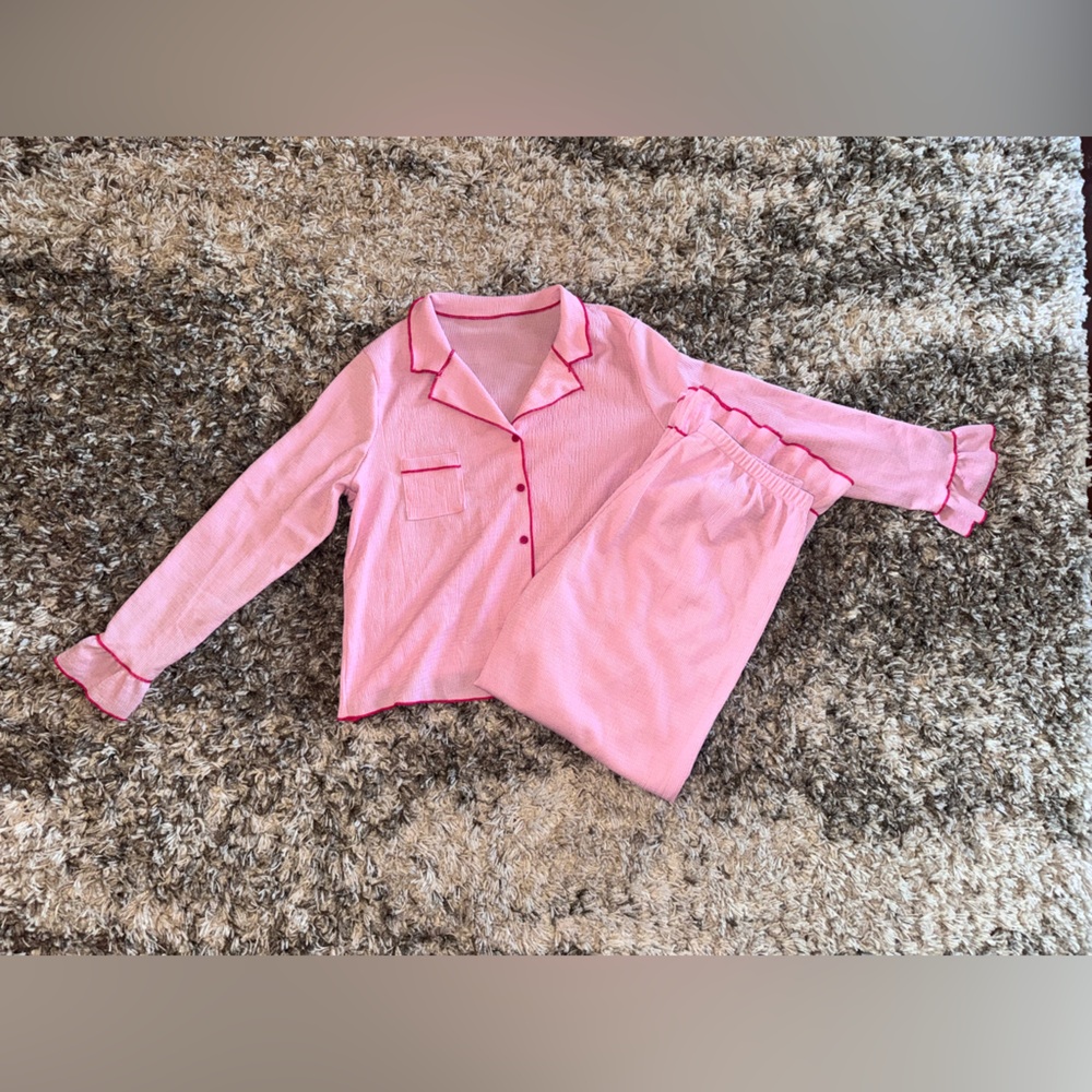 Pink Ruffle Pajama 2pc Set - Picture 5 of 9
